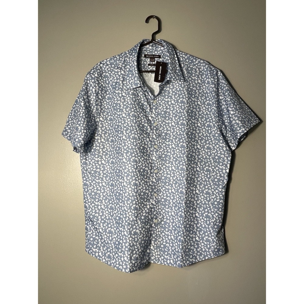 Michael Kors Men's Slim-Fit Stretch Micro Floral Button-Down Shirt Size 2XL NWT